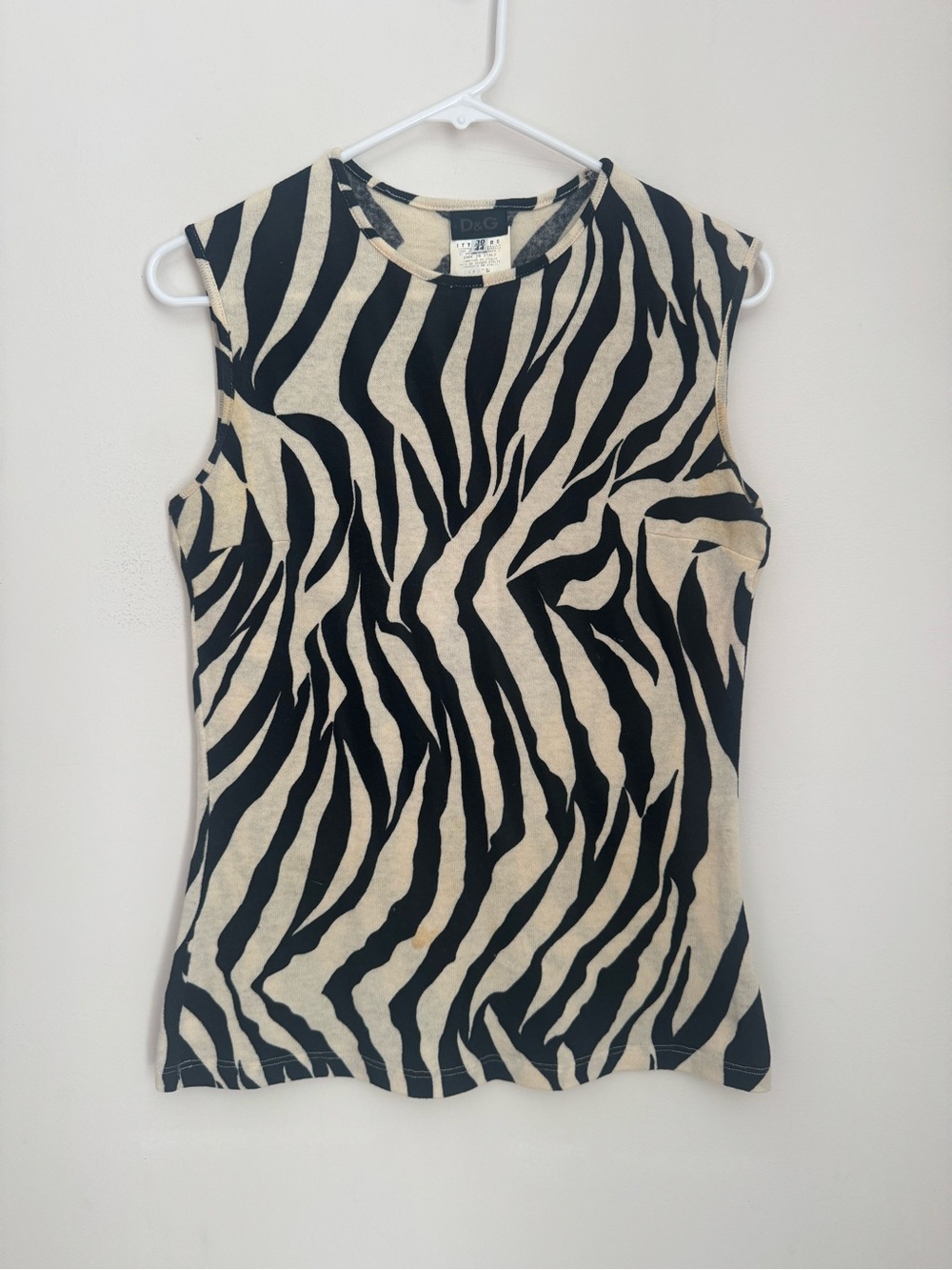 Vintage Dolce & Gabbana Zebra Print Sleeveless Top Women IT 44 Made in Italy